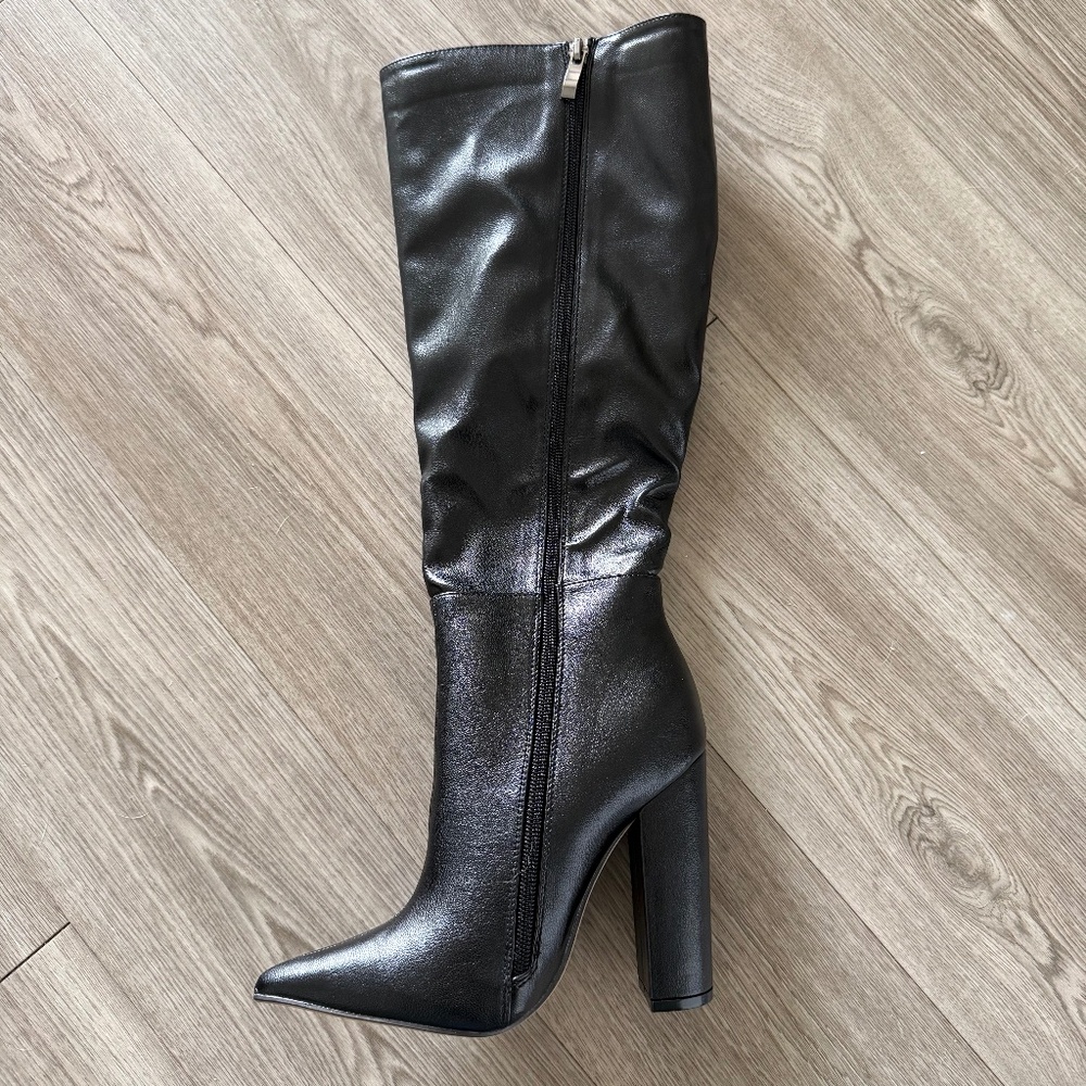 NEW Black Faux Leather Boots Size 5